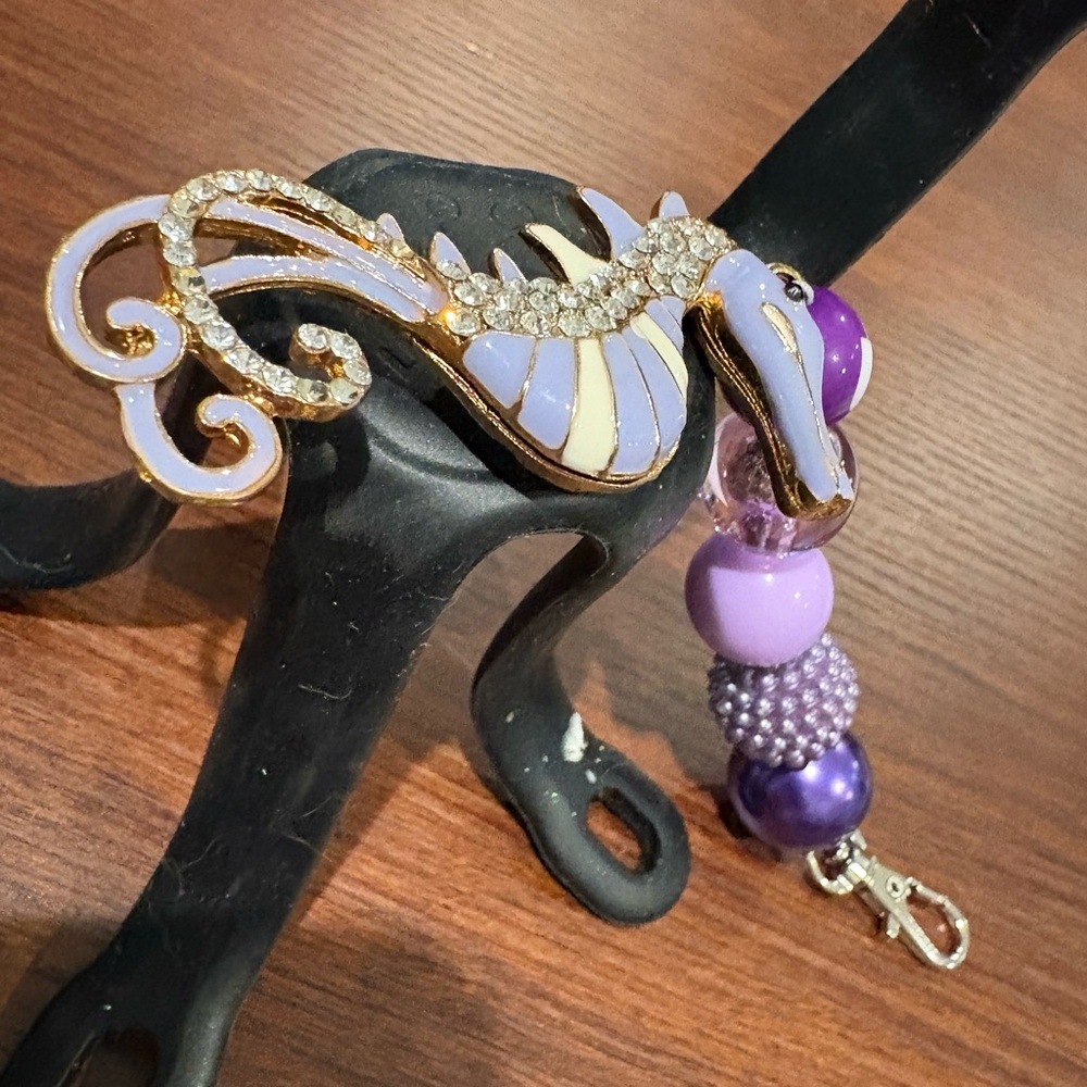 Purple Seahorse Bag Charm with Beads